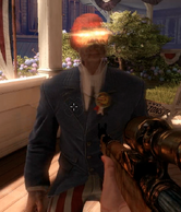 Saltonstall flickering between realities in an early demo of BioShock Infinite.