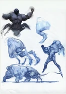 Sketches for Atlas's different mutations.