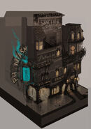 Another early Art Nouveau concept, of a building featuring a tarot facility.