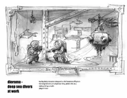 Concept sketch for one of the dioramas of the Rapture Memorial Museum.