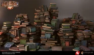 Piles of books.