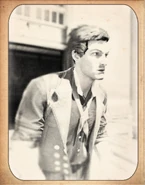 A photograph of Booker DeWitt, seen in the Silver Fin Restaurant.