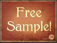 The free sample sign by the Vigors.