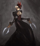 Art Nouveau-era female citizen/enemy concept.