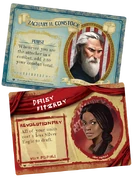 Two leader cards used in the game, depicting Comstock and Daisy Fitzroy.