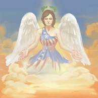 Angel of Columbia mural in the Boxer Rebellion Exhibit.