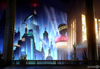 Concept art for Burial at Sea's pre-fall Rapture, featuring the Kashmir's exterior.