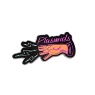 Real-world Plasmids/Electro Bolt sign glow-in-the-dark pin.