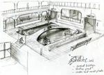 Concept art for the Courtyard.