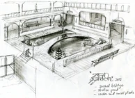 Concept art for the Courtyard.