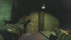 A Rosie, controlled by the player, throwing a proximity mine.