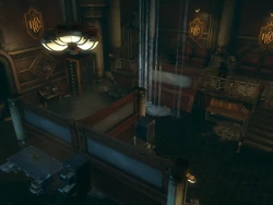 The partly flooded office.