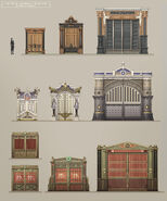 Various concepts for location specific doors, the middle row being for Soldier's Field.