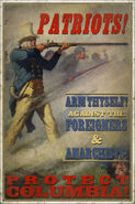 The Patriots! Protect Columbia! poster.