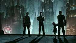 Sally held as a hostage by Atlas.