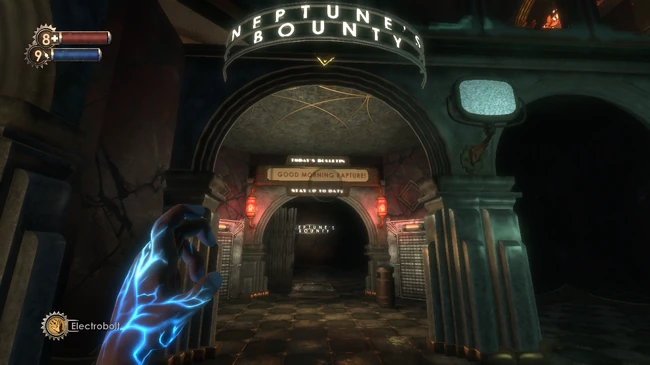 Way to Neptune's Bounty below Footlight Theatre.