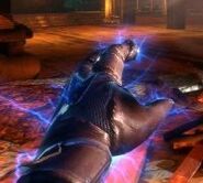 Subject Delta wielding Electro Bolt, BioShock 2.