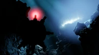 Underwater mines and the glow of the city from near the sunken Fontaine's Department Store
