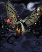 Concept art for the Mothman in flight.