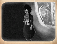 Elizabeth entering Rapture from Columbia through a tear in the Silver Fin Restaurant as seen by a Security Camera.