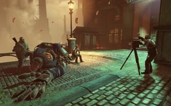 Samuel's body being photographed.