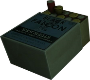 A box of Black Falcon-brand 00 Buck; Contains 4 Shells.