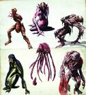 A group of early monster-like Splicers.