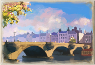 Paris painting, being worked on by an artist near La Poche du Temps Café.