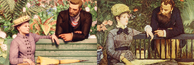 Édouard Manet's 1879 painting In the Conservatory recreated in a garden.