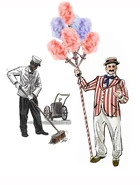Cotton candy sales man and cleaner, by Robb Waters.