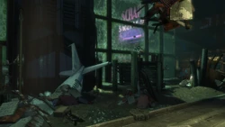 Scrap metal and debris in the Lower Wharf.