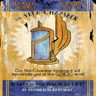 Advertisement for the Vita-Chamber treatment at the Adonis Luxury Resort in BioShock 2.