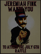 A propaganda poster featuring Fink. The design of the image is most likely stolen from "Uncle Sam" recruitment posters used during World War II through the use of Tears.