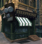 Early concept art for an Art Nouveau telephone kiosk.