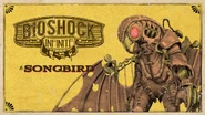 The Songbird as it appears on a Steam Trading Card.