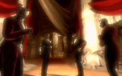 The Little Sister's view of a group of Splicers.