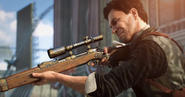 DeWitt wields the sniper rifle in the TV commercial.