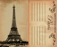 A postcard of the Eiffel Tower, held by Elizabeth in her tower.