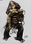 An early Splicer concept carrying a heavy burden on his back