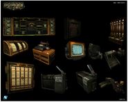 Models of various computers and devices found throughout Minerva's Den designed by Brandon Pham.[8]