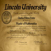 Porter's Master of Mathematics degree from Lincoln University.