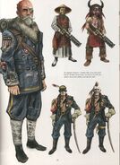 Concept Art by Robb Waters for Slate's Soldiers showing the masks used by the mini-bosses.