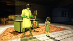 Suchong's appearance in Part 2 of Burial at Sea, moments before his death.