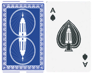 A playing card featuring an ace and a lighthouse.