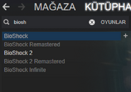 Steam'de Remastered sürümlerini de içeren tüm BioShock oyunları.