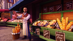 Burial at Sea Episode 2 Paris Scripted Events bread vendor