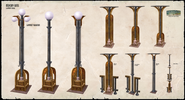 Concept art of the lampposts and columns for the map.