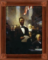 He Saved the Union. Lincoln Delivers his Second Inaugural Address as President of the United States, March 4, 1865 - painted by N.C. Wyeth in 1923.