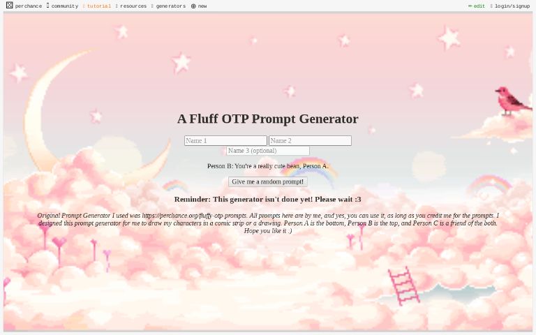 A Fluff OTP Generator Birdietalk Productions Wiki | Fandom