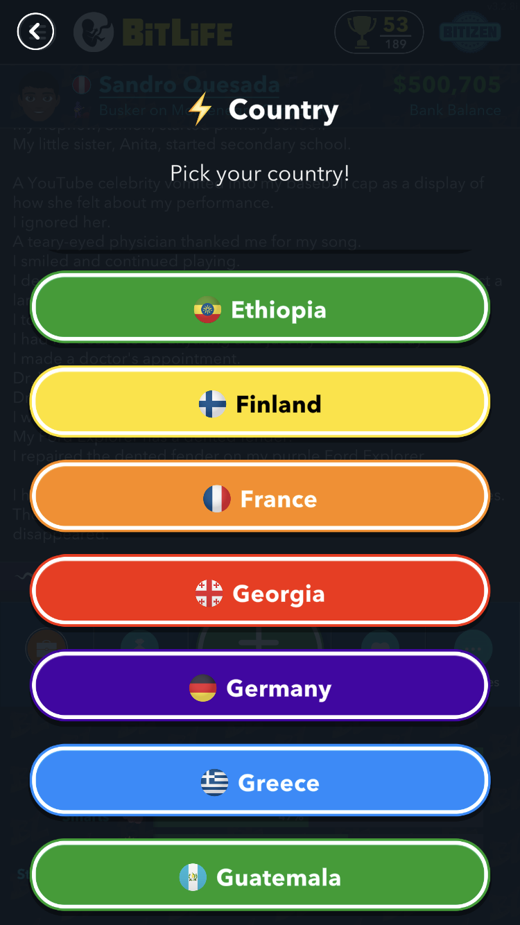 how to travel to different countries in bitlife